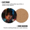 thumbnail image 3 of BaHomeck Drink Coasters Set of 4 with Holder beautiful painting of African woman with curly hair Water Absorbent Ceramic Coasters Tabletop Protection,Suitable for Various Cup ,Home Decor, 3 of 4