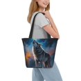 thumbnail image 2 of Cauagu Lonely Night Sky Wolf Print Canvas Aesthetic Tote Bag for Women Beach Bag Shopping Bags Shoulder Bag Reusable Grocery Bags, 2 of 7
