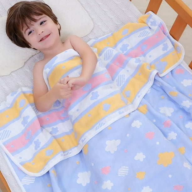 Toalla de baño para bebé de 110 x 110 cm, manta de 6 capas de gasa jacquard, colcha para niños, toalla de baño de algodón para bebé
