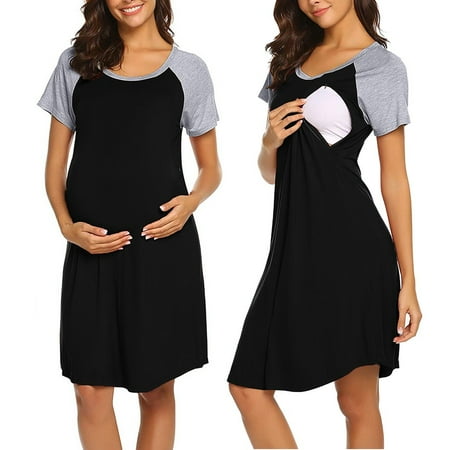 

Simplmasygenix Women s Maternity Short Sleeve Dresses Summer Clearance Clothing Women s Splicing Color Nursing Breastfeeding Dress