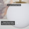 thumbnail image 2 of Kira Home Ceres 14" Mid Century Modern Globe Pendant Light, Minimalist White Frosted Glass Orb Hanging Lamp, Cool Brass, 2 of 7