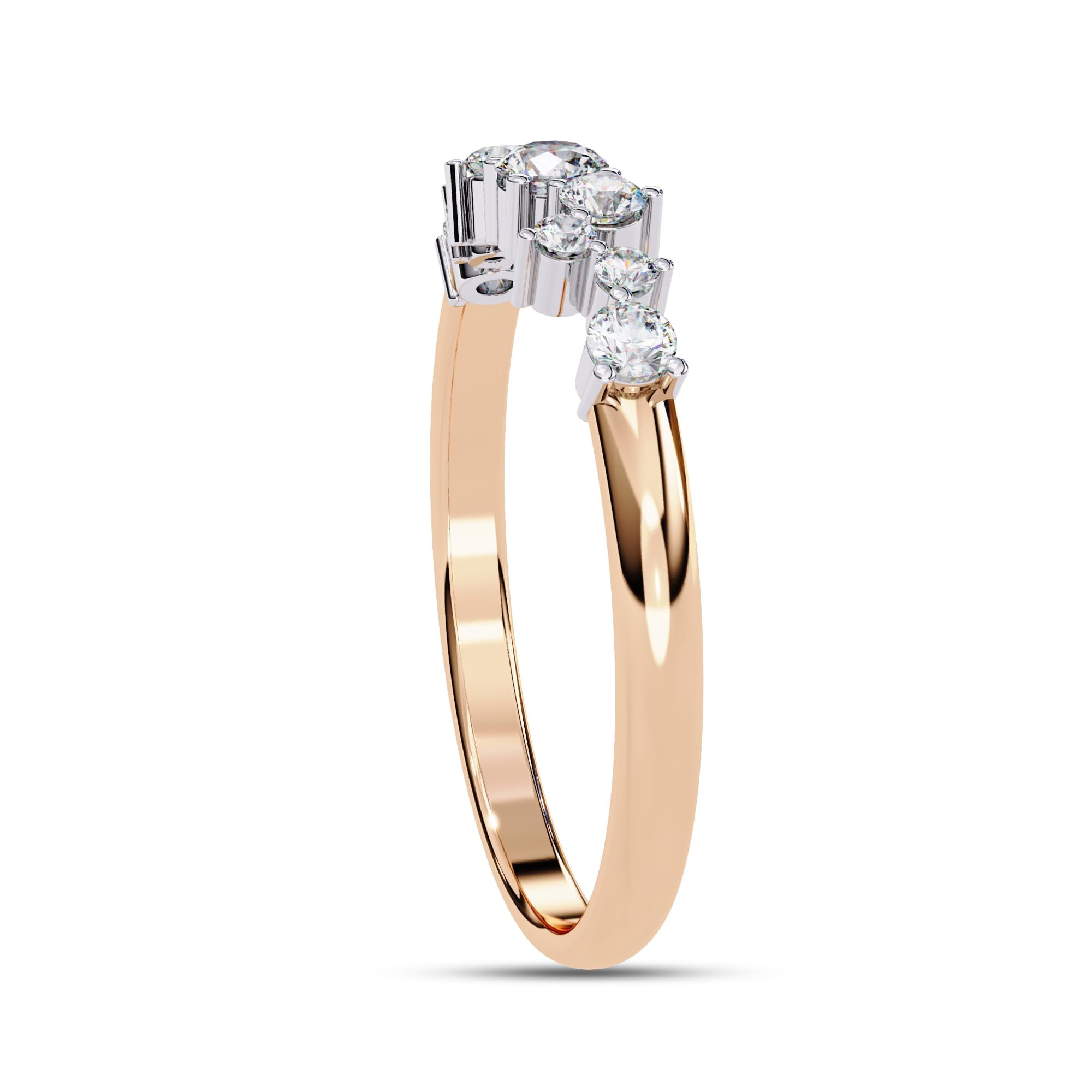 AFFY Eternity Rings for Women, Round Cut Lab Created Moissanite Engagement Wedding Band Ring in 14K Solid Rose Gold Size-7