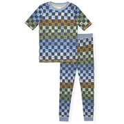 Sleep On It Boys 2-Piece Super Soft Jersey Snug-Fit Pajama Set - Checkerboard , 8