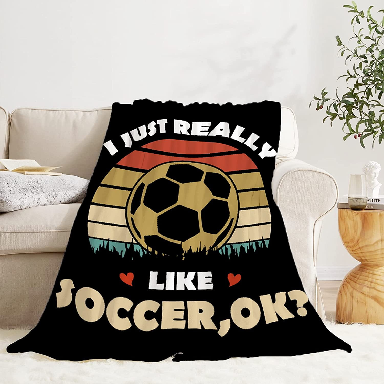 Soccer Blanket I Just Really Like Soccer Ok Throw Blanket for Girls Boys Gifts Ultral Soft Cozy Warm Flannel Fleece Suit for Sofa Couch Bed Travel Sofa 40 x30 XS Blanket for Pets Toddler