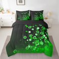 thumbnail image 2 of Erosebridal Geometric Honeycomb Bedding Queen Size,Black Green Comforter Sets with Sheets,Gradient Hexagon Bedding Sets Queen Size,Microfiber Ombre Bedroom Decorative,Reversible,7 Pieces, 2 of 6