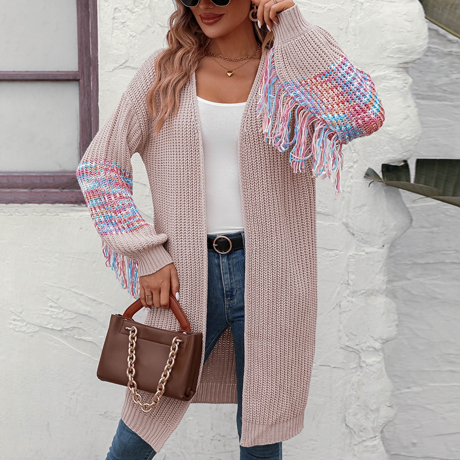 jovati Long Cardigan Sweaters for Women Womens Fashion Casual Solid Color Long Sleeve Cardigan Long Sleeve Sweaters for Women Long Sweater Cardigan