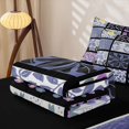 thumbnail image 5 of jejeloiu Abstract Floral Zipper Twin Comforter Sets with Fitted Sheet and 2 Pillowcases For Girls,Patchwork Print Zipper Bedding Set,Purple Black White,Black Reversible,4 Pieces, 5 of 7
