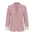 thumbnail image 4 of Blazer for Women, Yigetop Women's Casual Solid Color Suit Jacket Lapel Keep Warm and Slim Loose Long Sleeve Fashion Cardigan Coat Fitted Blazers for Women Pink XL, 4 of 9
