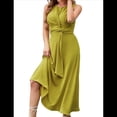 thumbnail image 3 of Vestido Midi Informal de Verano Sin Mangas para Mujer, Ajustado, con Lazo en la Cintura, , para Vacaciones, 2025 Amarillo L, 3 of 10