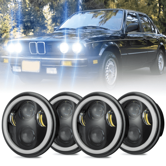 Fits 1984-1987 BMW 325e Headlight 5.75in High Low Beam H5001 H5006 Headlamp Assembly 4Pack