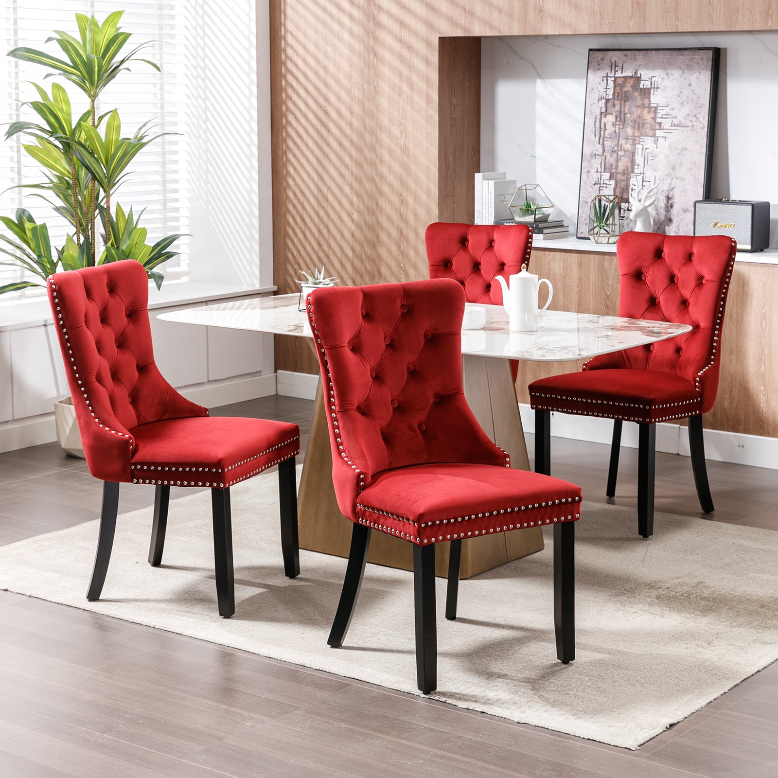 ワインレッド ベロア チェア Amazon.com: ODUSE-DAILY Burgundy Velvet Bar Stools Set of 2