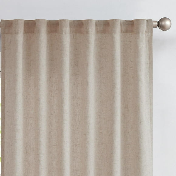 Cortinas de Lino Jinchan 213 cm Longitud Marrón Topo 2 Paneles