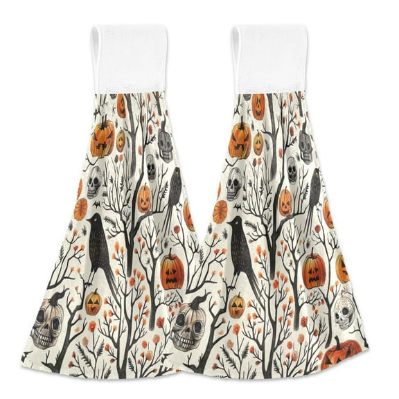 2 Bathroom Towels Kitchen Towels 18.2x14In Velcro Hand Wipes Dish Cloths & Dish Towels Washroom Towels Face Towel Hand Wipes Halloween Pumpkin