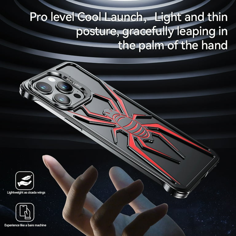 For iPhone 15 Pro Cover Breathable Heat Dissipation Hard PC Protective  Shockproof Back Case Cool Spider Pattern Metal Bracket[Hidden Kickstand]  Slim Phone Case for iPhone 15 Pro, Black+Red - Walmart.com