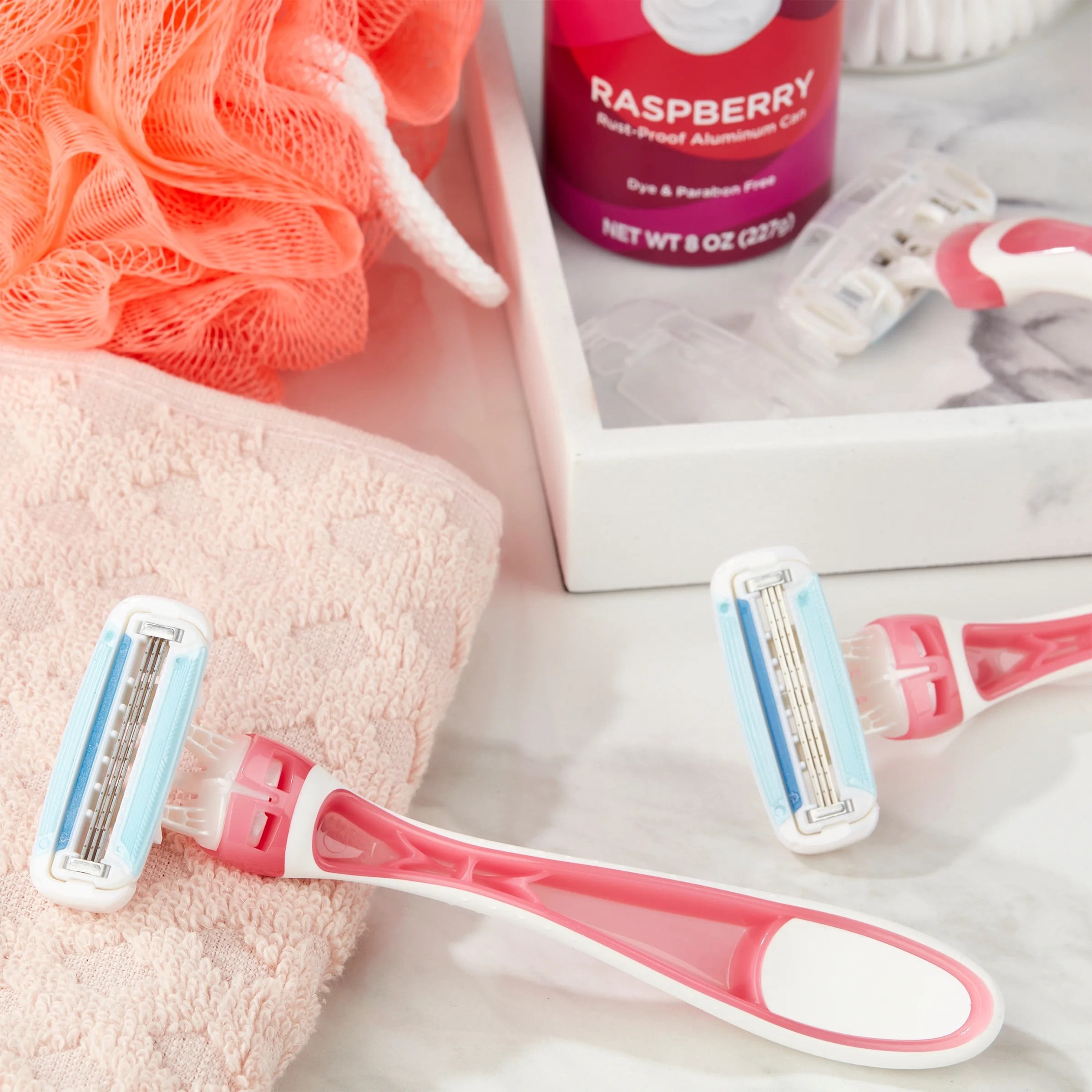 (2 pack) Equate Women's 3-Blade Sensitive Disposable Razors, Pink, 3 Count