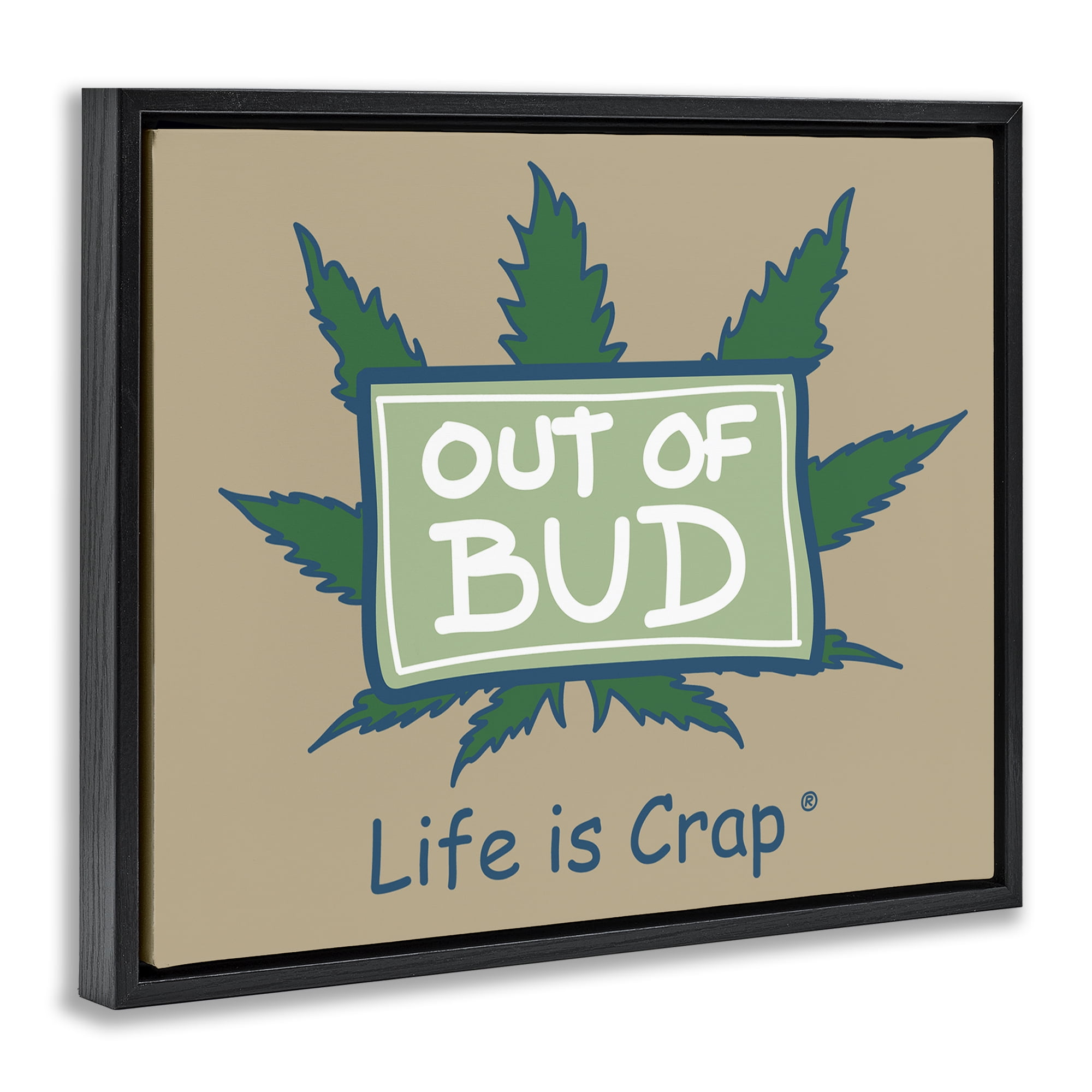Stupell Industries Funny Out Of Bud Novelty & Humor Painting Black Floater Framed Canvas Art Print Wall Art, 31 x 25