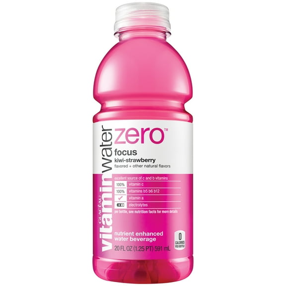 vitaminwater zero focus, electrolyte enhanced water w/ vitamins, kiwi-strawberry drinks, 20 fl oz, 24 Pack