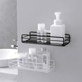 thumbnail image 4 of Small Storage Metal Holder Rack Wall Mounted Drill Free Shelf Rack Storage Wall Shelves for Bathroom Kitchen Space Saving, White, 4 of 7
