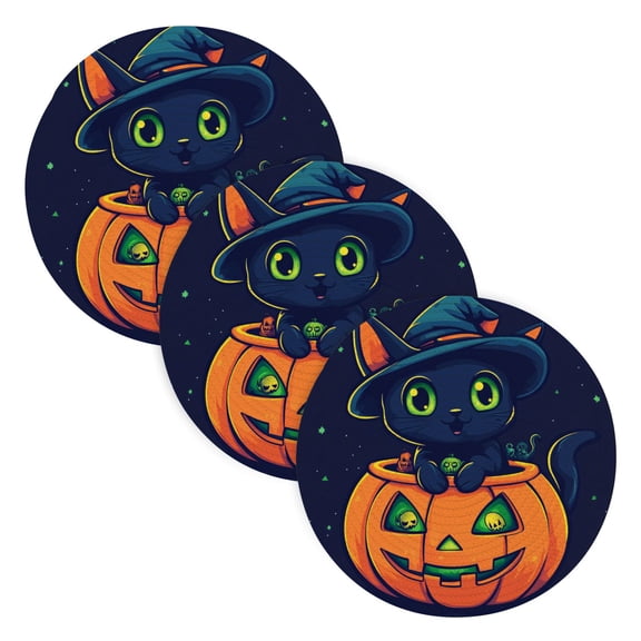 BZSMCE Mats for Pots,Pans Place Cute Dark Cat Simple Style Pattern Pot Mats