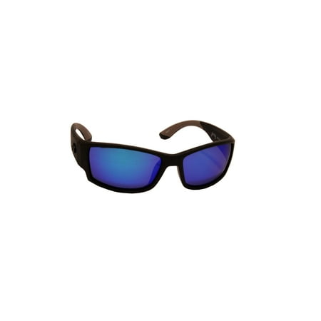 Lures SK Plus Ouachita Sunglasses Matte Black/Gray Rubber Frame, Multi Layer White Blue Mirror Gray Base Lens