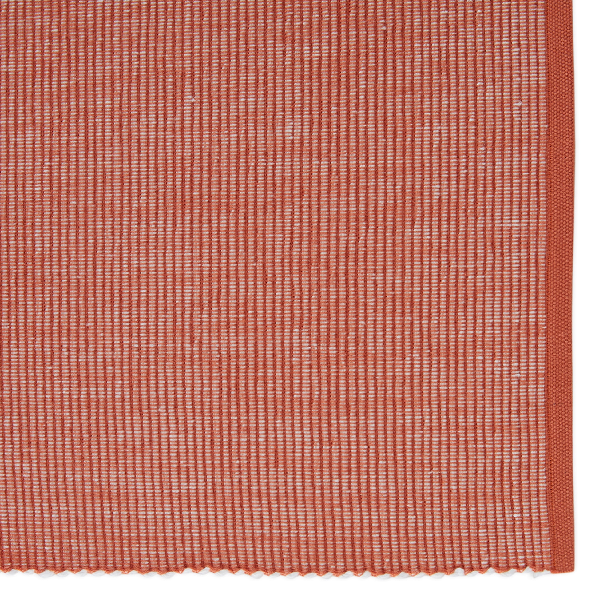 Contemporary Home Living Ribbed Variegated Cotton Placemats - 19" - Yam Orange and White - Set of 6
