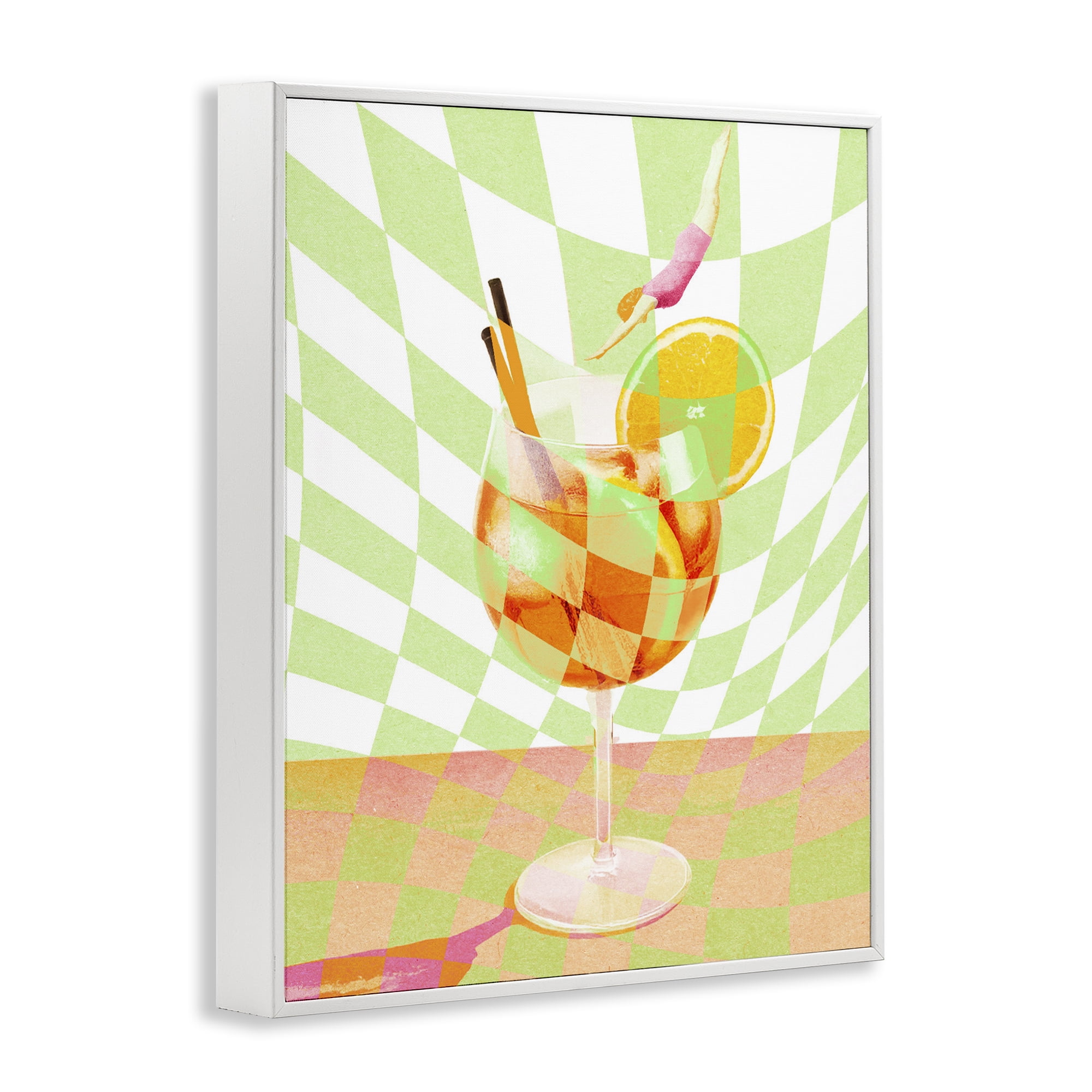 Retro Swimmer Summer Cocktail White Framed Giclee Art, design by Lil' Rue