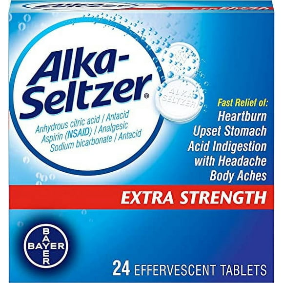 Alka-Seltzer-Extra Strength Tablets, Extra-Strength Antacid & Pain Relief, Original (24 Tablets)