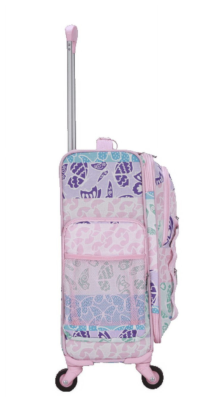 CRCKT 3 Piece Set Social Butterfly 21-inch Softside with Packing Cube and Luggage Tag, Pink Social Butterfly