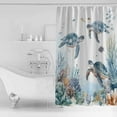 thumbnail image 4 of Extra Long Shower Curtain 72x96 Inch, Blue Sea Turtle Coastal Shower Curtain Waterproof Bathroom Decor Summer Beach Ocean Nautical Coral Fabric Bath Curtain Set Accessories with Hooks, 4 of 6