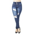 thumbnail image 6 of Fashion2Love Women's Juniors Butt Lift Push Up Mid Waist Ripped Distressed Skinny Jeans, 6 of 9