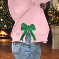 thumbnail image 5 of Wang6 Womens Whtie Graphic Sweatshirts Trendy Crew Neck Long Sleeve"Merry Christmas"Pullovers Casual Side Slit Hem Bow Tshirts Tops X_Pink XL, 5 of 6