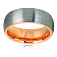 thumbnail image 1 of Men Women Tungsten Carbide Wedding Band Ring 8mm Comfort Fit Domed Rose Tone Inner Brushed Gun Metal Tone Tungsten Ring, 1 of 3