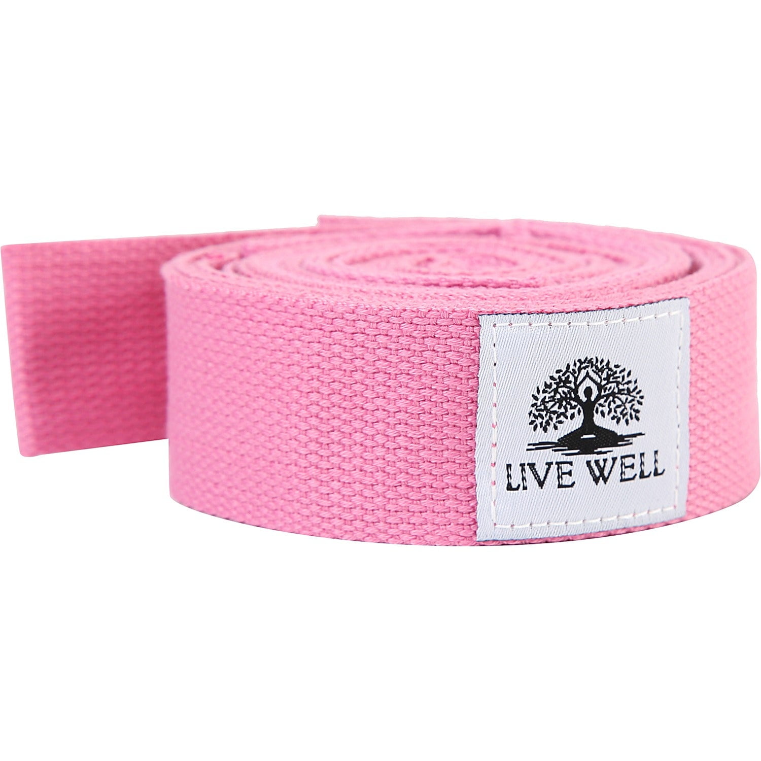 LIVE WELL Pink Yoga Strap 8ft Length with 9 Individual Grip Points