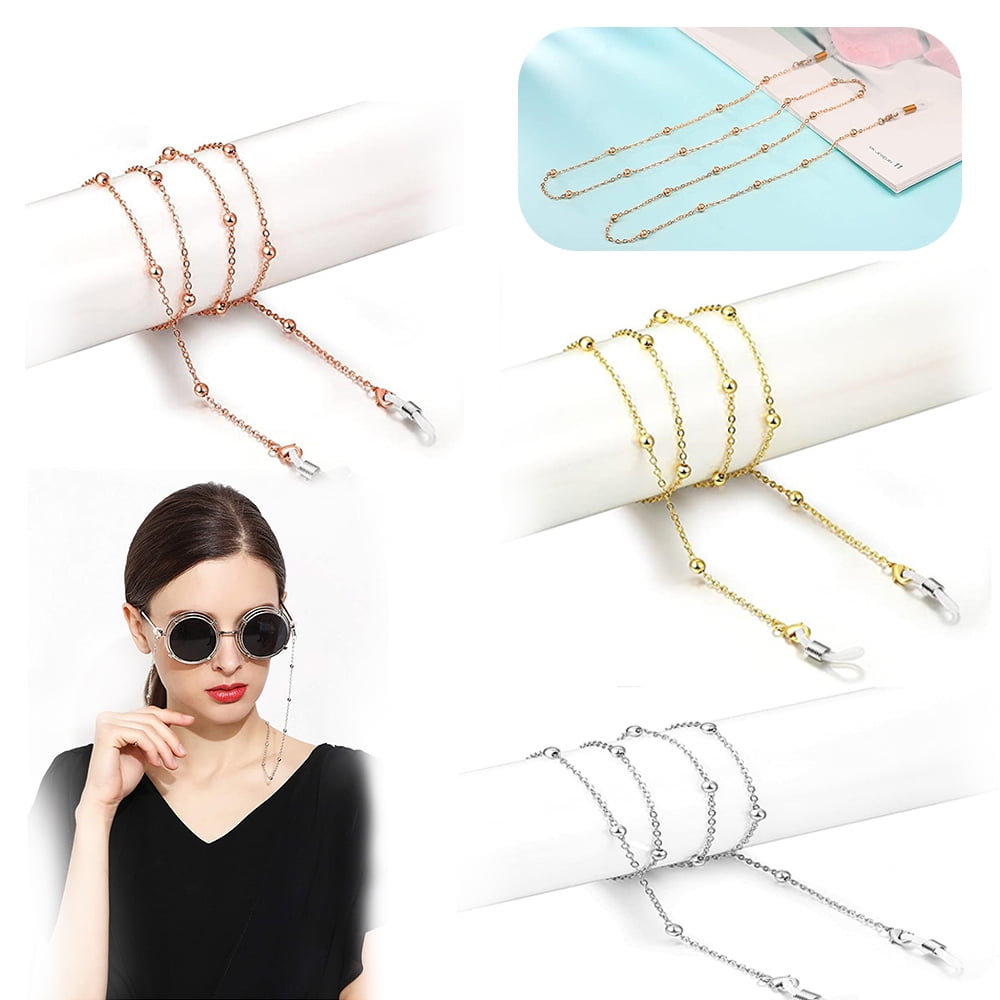 EIMELI 3 Pack 18K Gold Plated Glasses chain for Women (Thick Plating