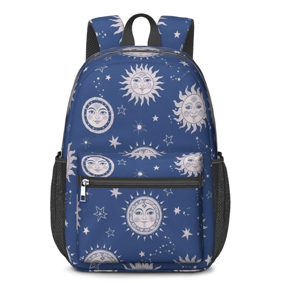 Sun and Moon Gothic Pattern 17" School Backpacks for Teens,Waterproof Oxford Fabric,S-Shape Padded Straps for School,Travel,Hiking,Camping