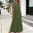 thumbnail image 2 of DeHolifer Summer Maxi Dresses for Women,Sleeveless A Line Flowy Long Dress, Breathable Summer Beach Vacation Outfits Army Green 2XL, 2 of 5