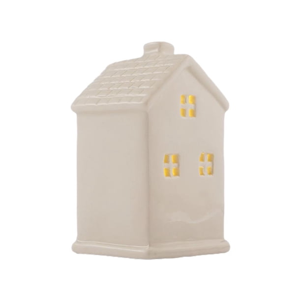 TQEHS Casas de pueblo navideñas Decoraciones navideñas Casas iluminadas de interior Decoración navideña Casas de pueblo navideñas de cerámica blanca Casa de campo navideña blanca Decoración rústica no