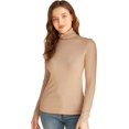 thumbnail image 1 of XINQIHANG Women Turtleneck Tops Long Sleeve Fine-Ribbed Lightweight Stretch Base Layer Shirts, 1 of 4