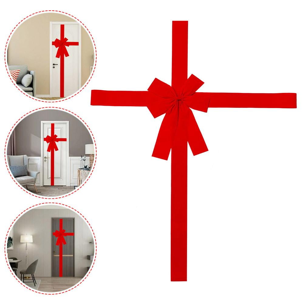 Clerance! Christmas Cabinet Door Ribbon Big Red Bow Large Door Lace Christmas Tree Bow