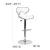 Flash Furniture Devin Contemporary Cozy Mid-Back White Vinyl Adjustable Height Barstool with Chrome Base
