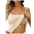 thumbnail image 1 of Gpoecd Shelf Bra Tank Tops for Women Adjustable Spaghetti Strap Basic Layer Backless Design No Steel Ring Plus Size Camisole Tops for Women 01_Beige,L, 1 of 7