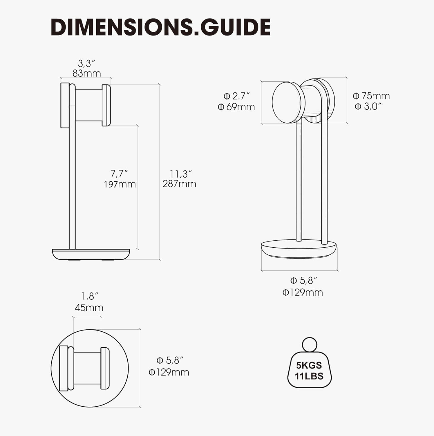 Fenge Headphone Stand with Storage Base, Desktop Headset Holder, Brown