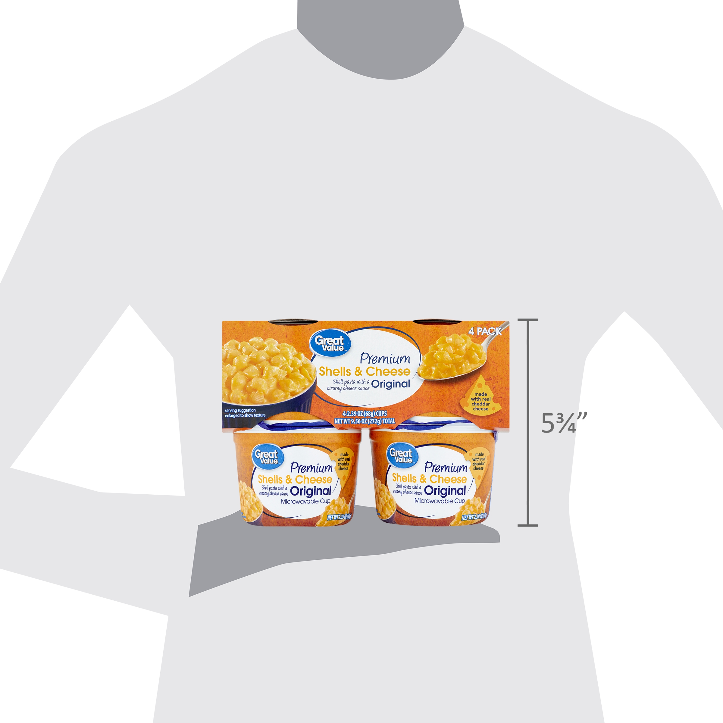 Great Value Premium Shells & Cheese Microwavable Cups, Original, 2.39 ...