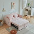 thumbnail image 2 of Chenille Fabric Pull-Out Sofa Bed,Sleeper Loveseat Couch With Adjustable Armrests-Pink, 2 of 3