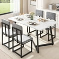 thumbnail image 2 of Legahome Dining Table Set for 4, Modern 5-Piece Faux Marble Dining Set, Compact Rectangle Kitchen Table and Chairs Set for Couples, Small Families, White Tabletop + Gray Velvet Chairs, 2 of 10