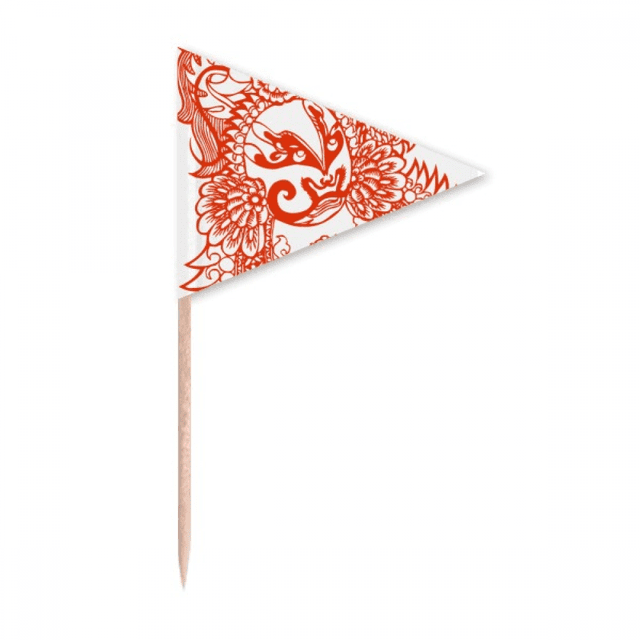 Cure-Dents Motif Tête d'Opéra Rouge Triangle Toppers de Cupcake Drapeau