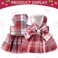 thumbnail image 2 of Arneses para perros pequeños, ropa para cachorros, gatos, conejos, conejos, a cuadros, para mascotas, gatos, vestidos con lazo, talla XXXL, color rojo, 2 of 5