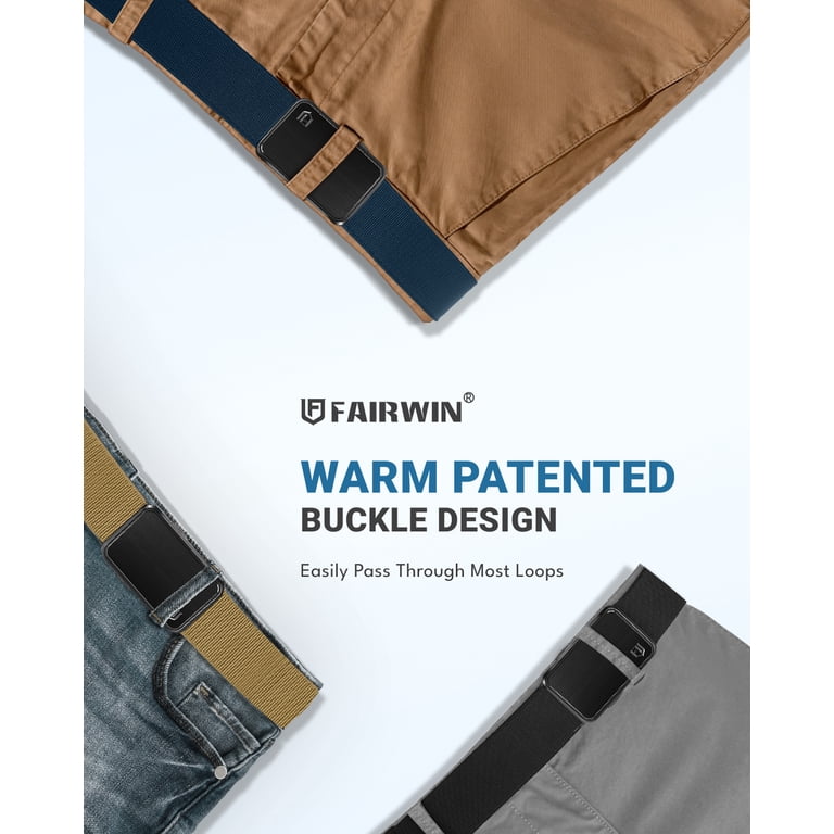 Fairwin Men's Stretch Nylon Web Belt, Black photo 3