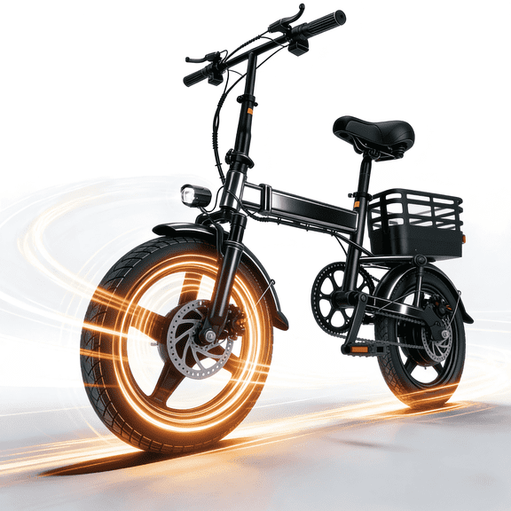 SHCNTEKU 14IN Folding Commuter Ebike for Adults, 500W Motor 3 speed up to 20 mph with 36V 12Ah Removable Battery Disc brakes electric bicycles, UL2849