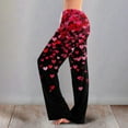 thumbnail image 2 of Hearthz Valentines Pajamas Pants for Women Love Heart Print Women Pajama Pant Drawstring Wide Leg Women’s Lounge Pants, 2 of 5